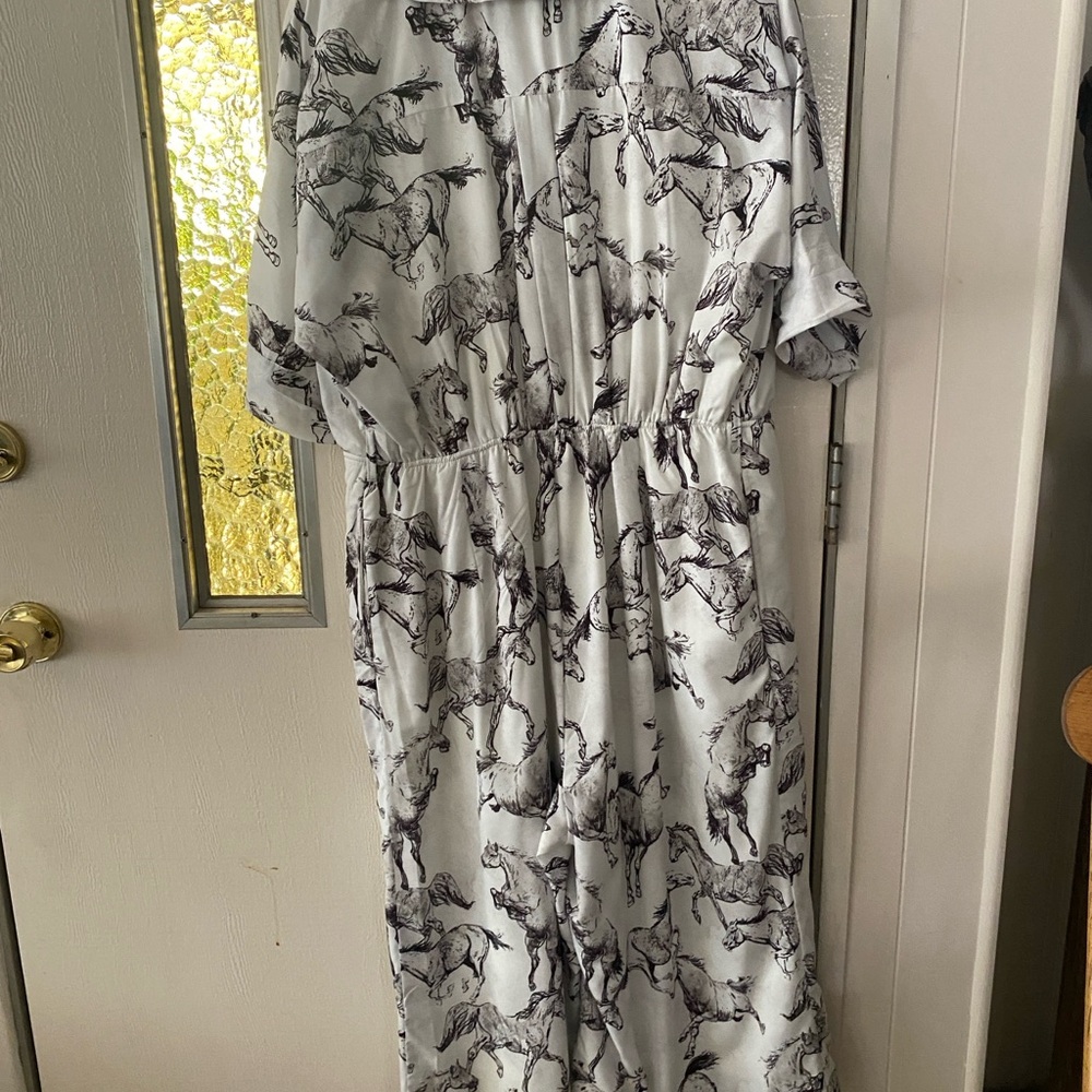 White and Black Horse Print jumpsuit